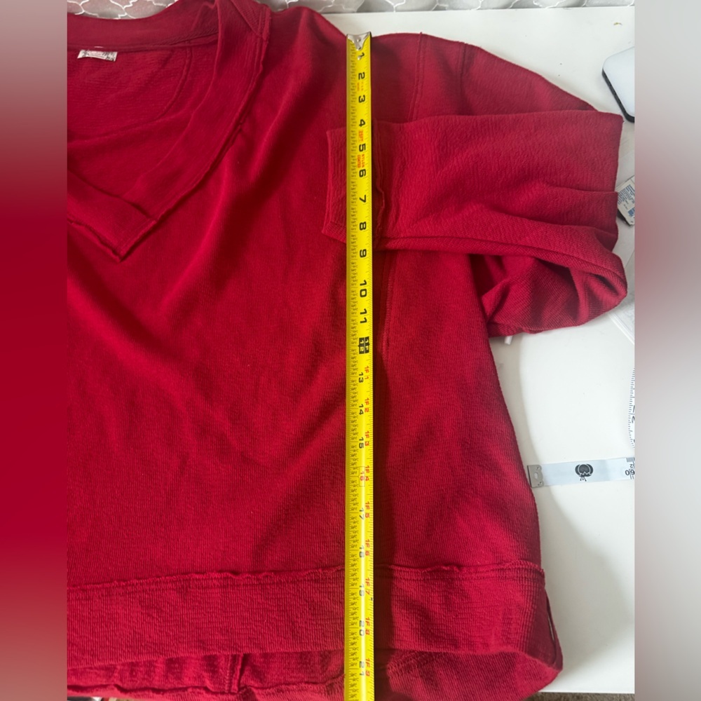 Free People Intimately XS Sweater Staycation Oversize Lounge Sweatshirt Red - Picture 12 of 13